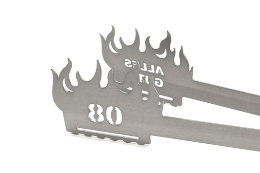 Grillzange Flamme "Alles Gute 80"