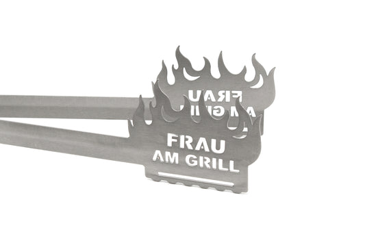 Grillzange Flamme "Frau am Grill"