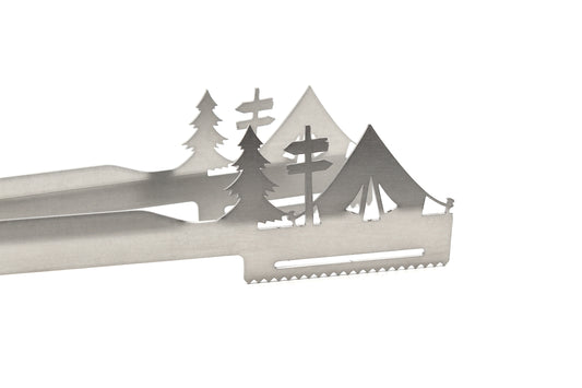 Grillzange Motiv "Camping / Zelt"